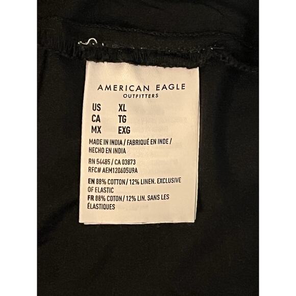 American Eagle Cotton Linen Blend Lined Dress XL Wrap V Neck Floral Tiered Skirt - Picture 12 of 13